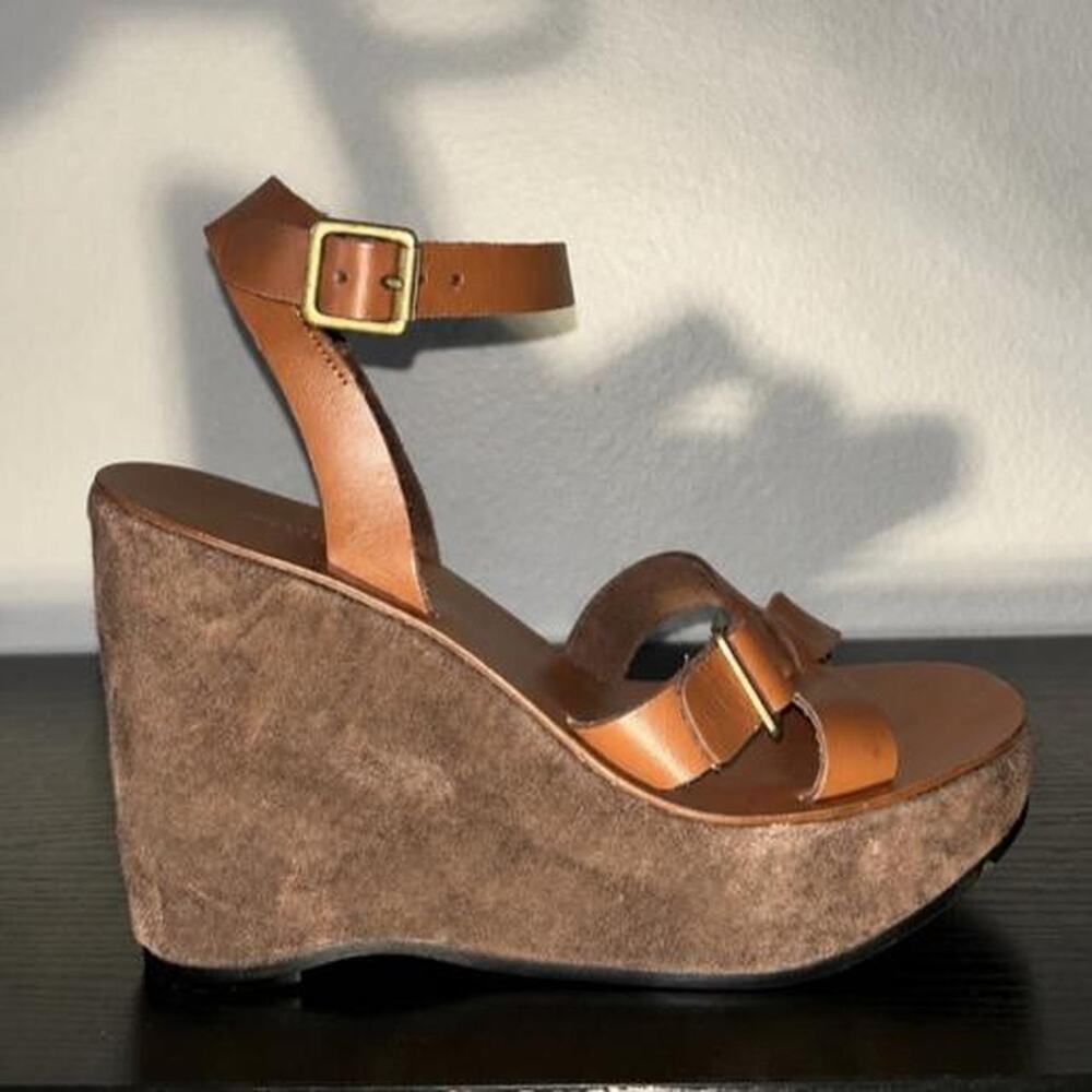 Colin stuart brown leather wedge